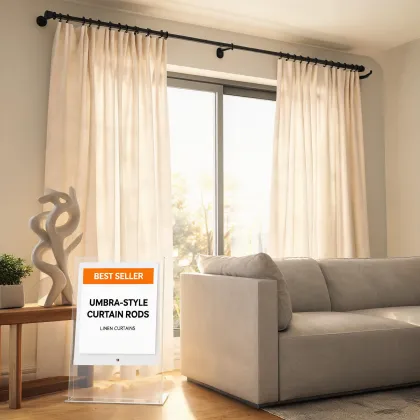 Umbra curtain rods in a modern living room